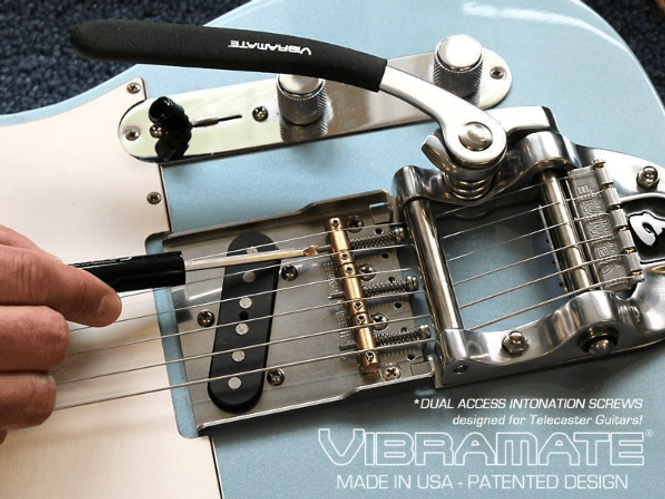 Hovedbilde Vibramate Slottet Telecaster Saddle Set -Brass - Dual Access